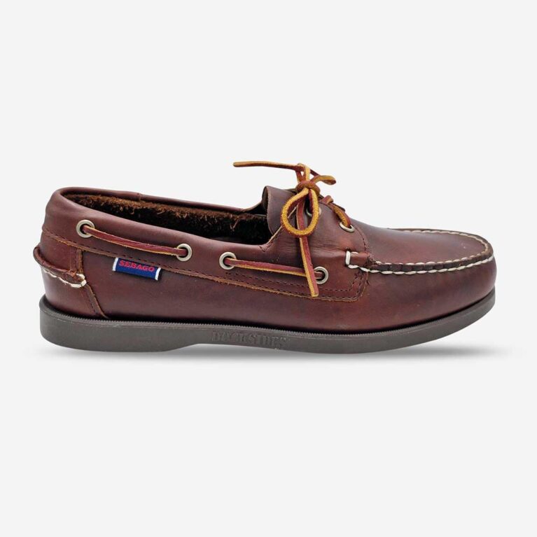 Sebago Docksides Portland Waxed Brown Gum Shoes available at LRS Online- Side Front View