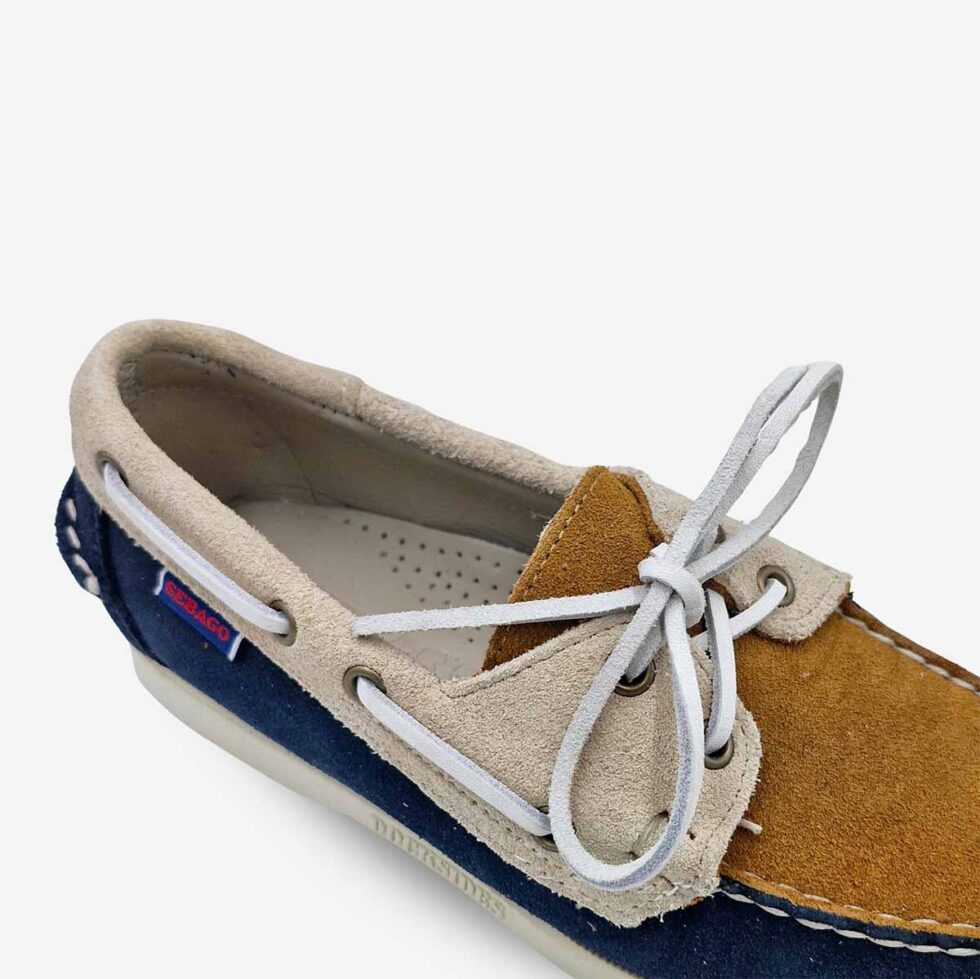Sebago Portland JIB Navy Papyrus Cuoio Shoes available at LRS Online- Up-Close View