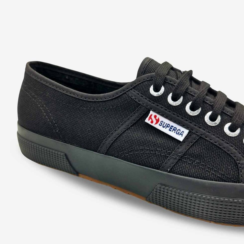 Superga 2750 Cotu low-cut sneaker in full black cotton canvas with lace-up design