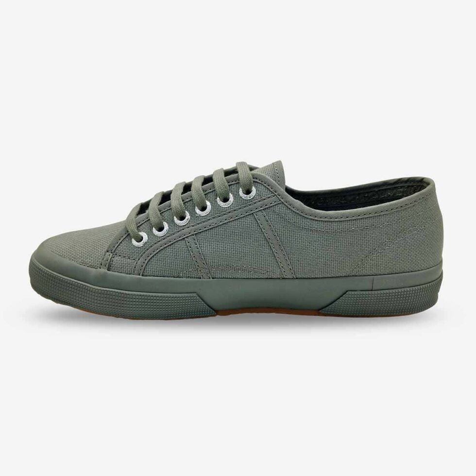 Superga 2750 Cotu full grey sage sneaker, inner side showing smooth canvas upper and low-top design