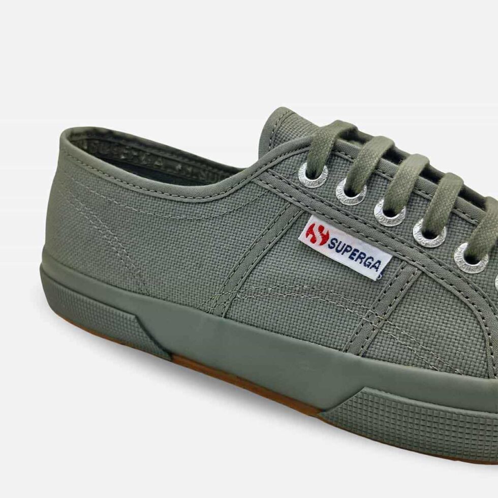 Superga 2750 Cotu low-top sneaker in full grey sage cotton canvas with tonal stitching