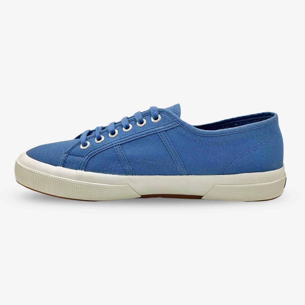 Superga 2750 Cotu sneaker in light blue, inner side showing clean cotton canvas upper and laces