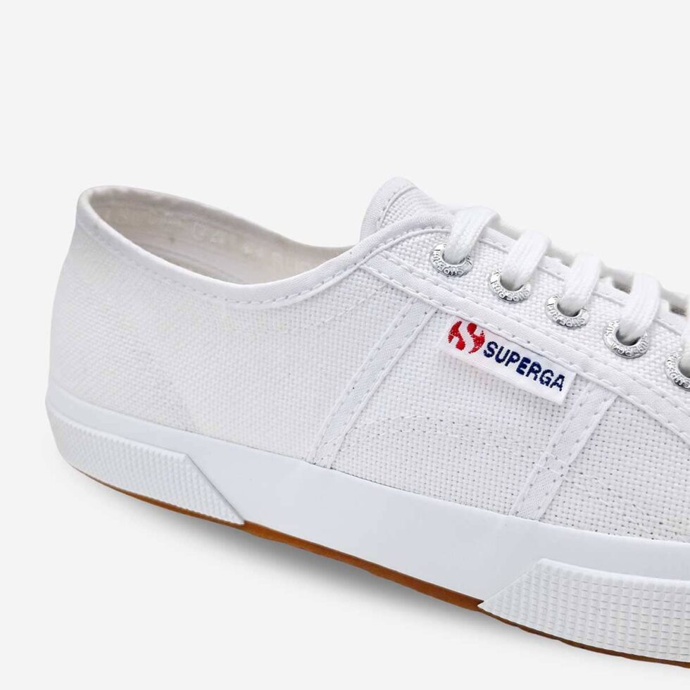 Superga 2750 Cotu low-cut sneaker in white cotton canvas with lace-up design