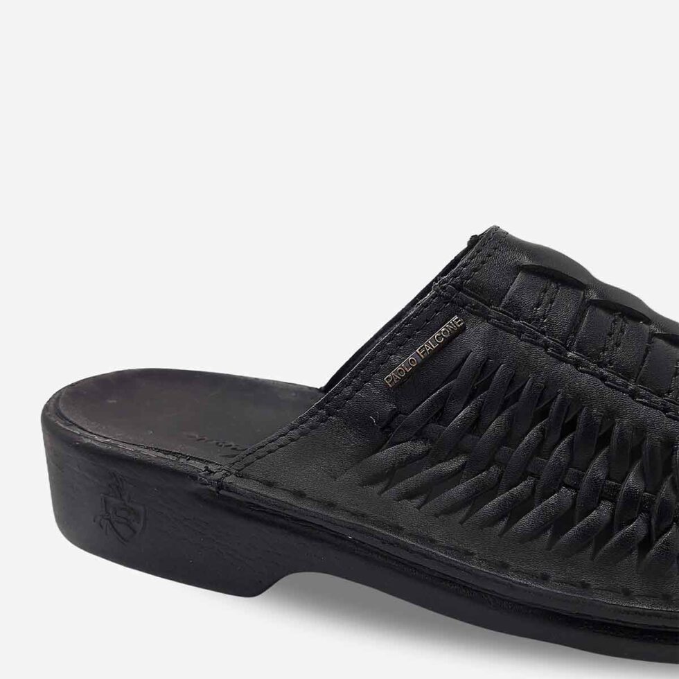 Up Close View of Paolo Falcone Charles Tango Sandals in Black Colour