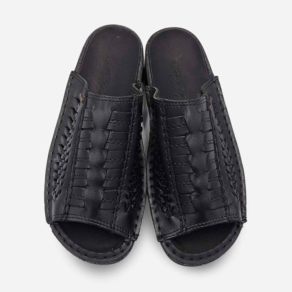 Top View of Paolo Falcone Charles Tango Sandals in Black Colour