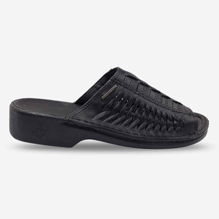 Side Front View of Paolo Falcone Charles Tango Sandals in Black Colour
