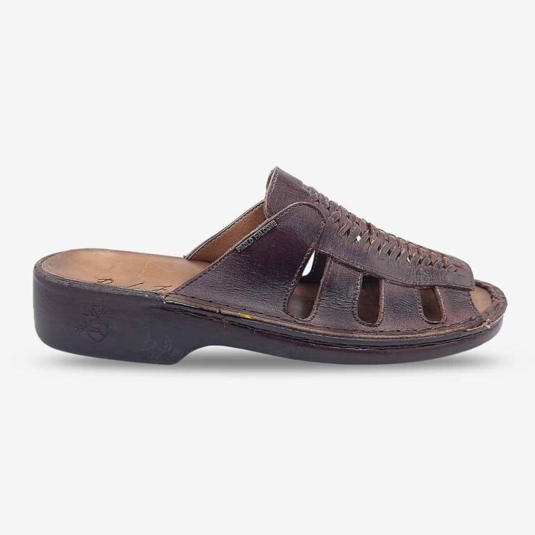 Side Front View of Paolo Falcone Sandals in Chestnut Colour with enhanced breathability