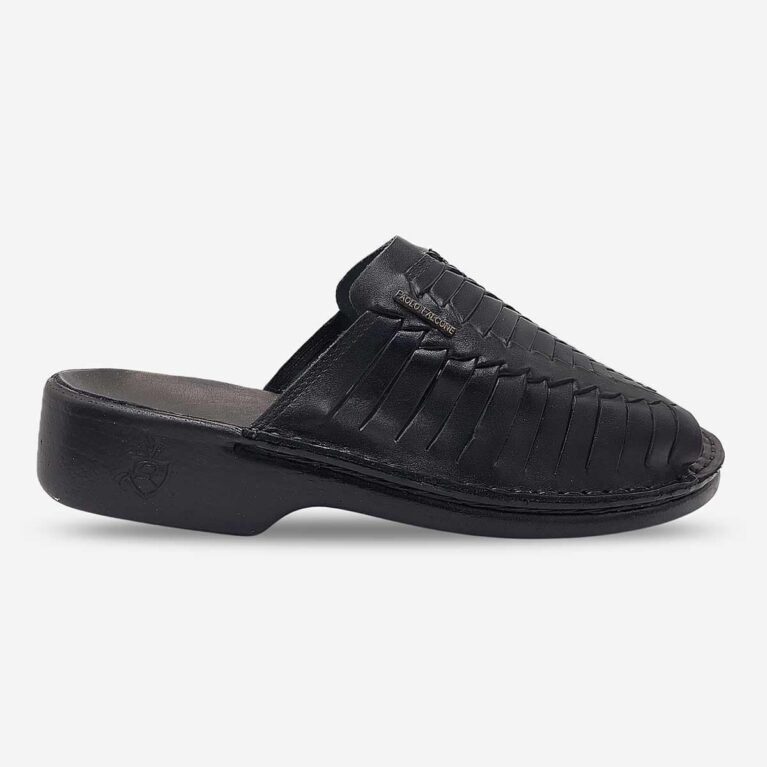 Side Front View of Paolo Falcone Tango Sandals in Black Colour