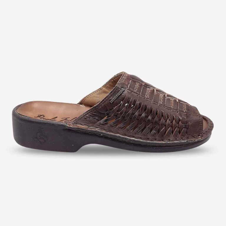 Side Front View of Paolo Falcone Tango Sandals in Chestnut Colour