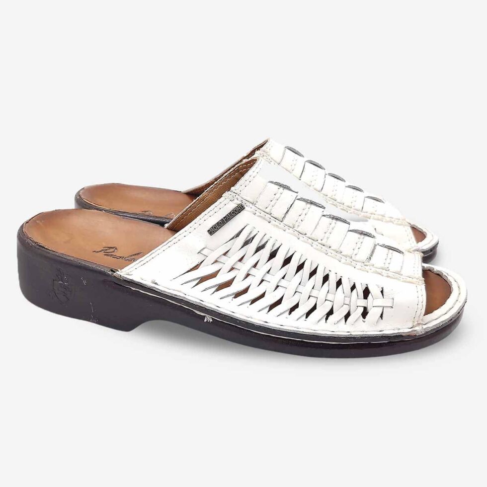 Angled Pair View of Paolo Falcone Tango Sandals in White Colour