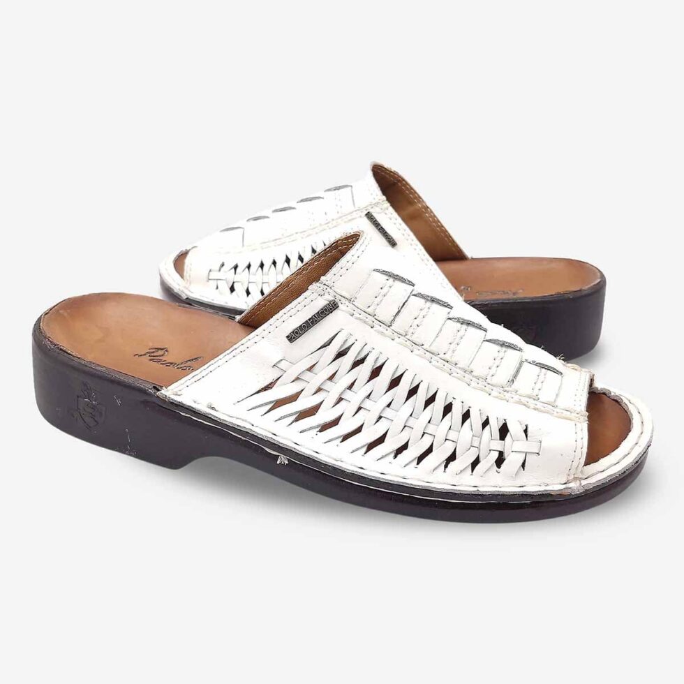 Mirrored Pair View of Paolo Falcone Tango Sandals in White Colour