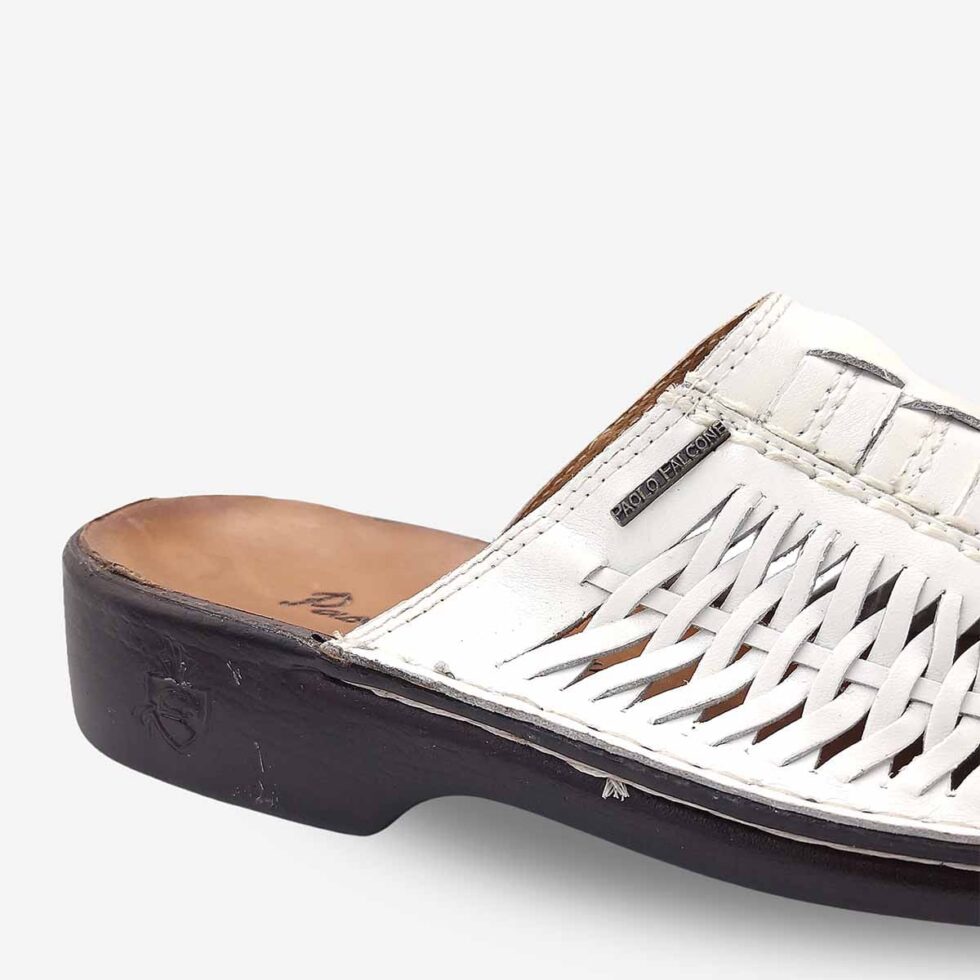 Up Close View of Paolo Falcone Tango Sandals in White Colour