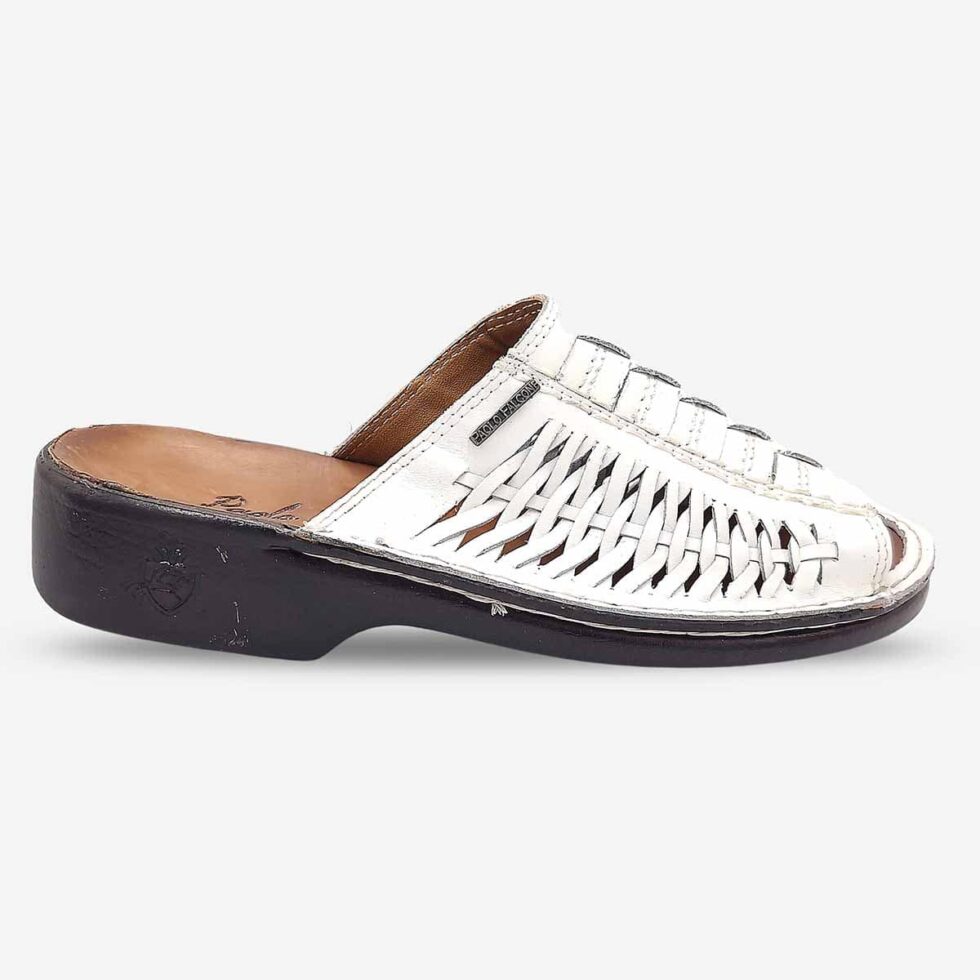Side Front View of Paolo Falcone Tango Sandals in White Colour