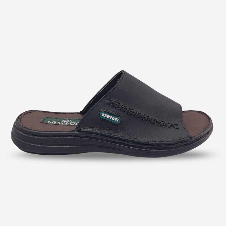 Side Front View of Newport Bowline Rodeo Sandals in Black Colour