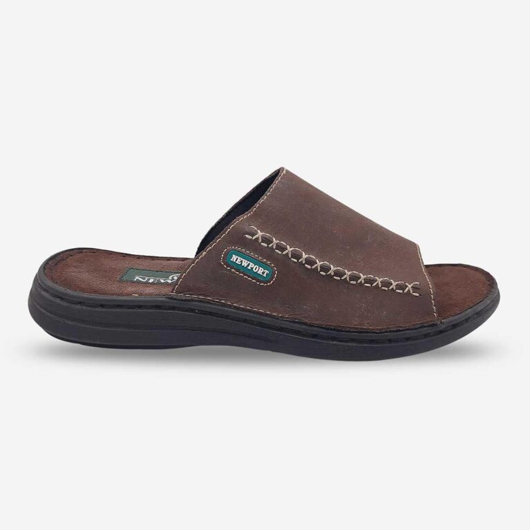 Side Front View of Newport Bowline Rodeo Sandals in Dark Brown Colour