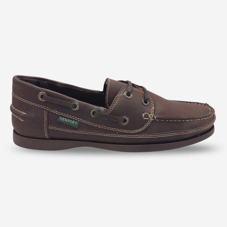 Side front view of Newport Crazy Horse Shoe in Dark Brown Colour