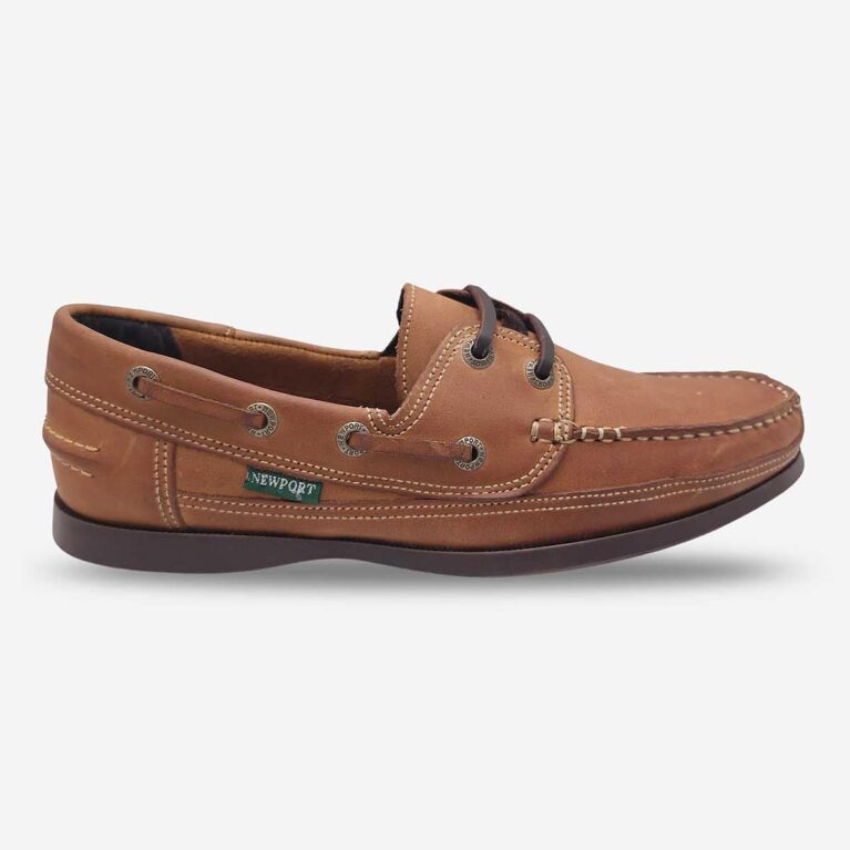 Side front view of Newport Crazy Horse Shoe in Rust Colour