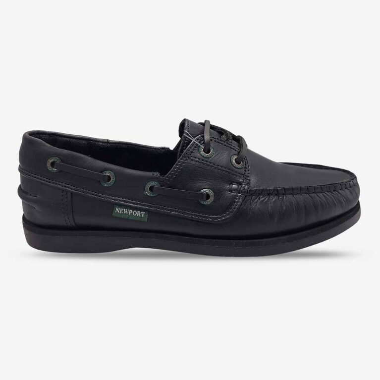 Side front view of Newport Firstmate Rodeo Shoe in Black Colour