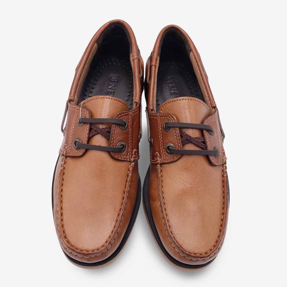 Top view of Newport Firstmate Santiago Shoes in Biscuit Mid Brown Colour with a Brown Sole