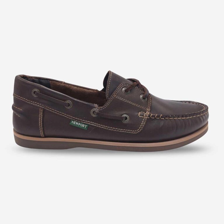 Side front view of Newport Firstmate Snowax Shoe in Dark Brown Colour