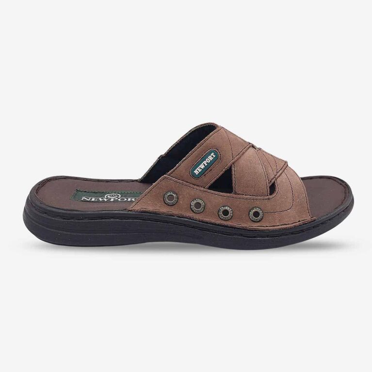 Side Front View of Newport Flog Rodeo Sandals in Teak Brown Colour