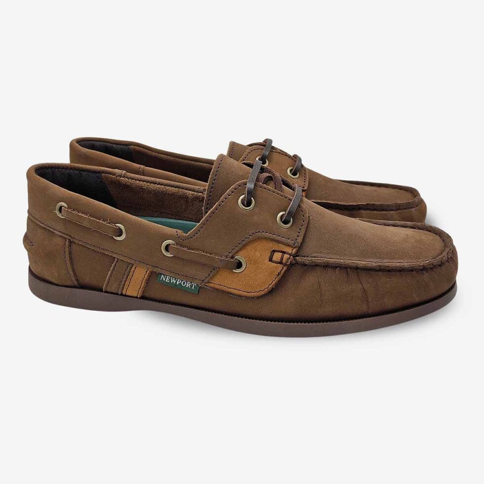 Angled pair view of Newport Jack Buff Burn Shoes in Chocolate Dark Brown Colour