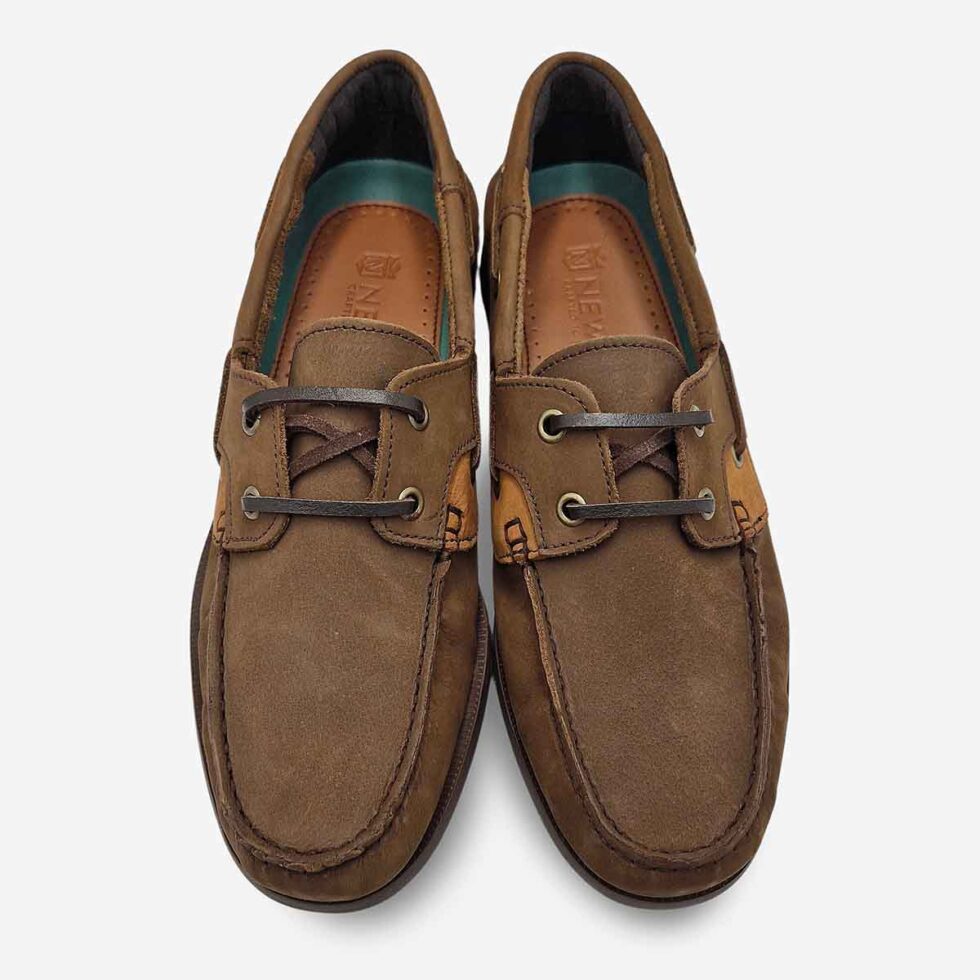 Top view of Newport Jack Buff Burn Shoes in Chocolate Dark Brown Colour