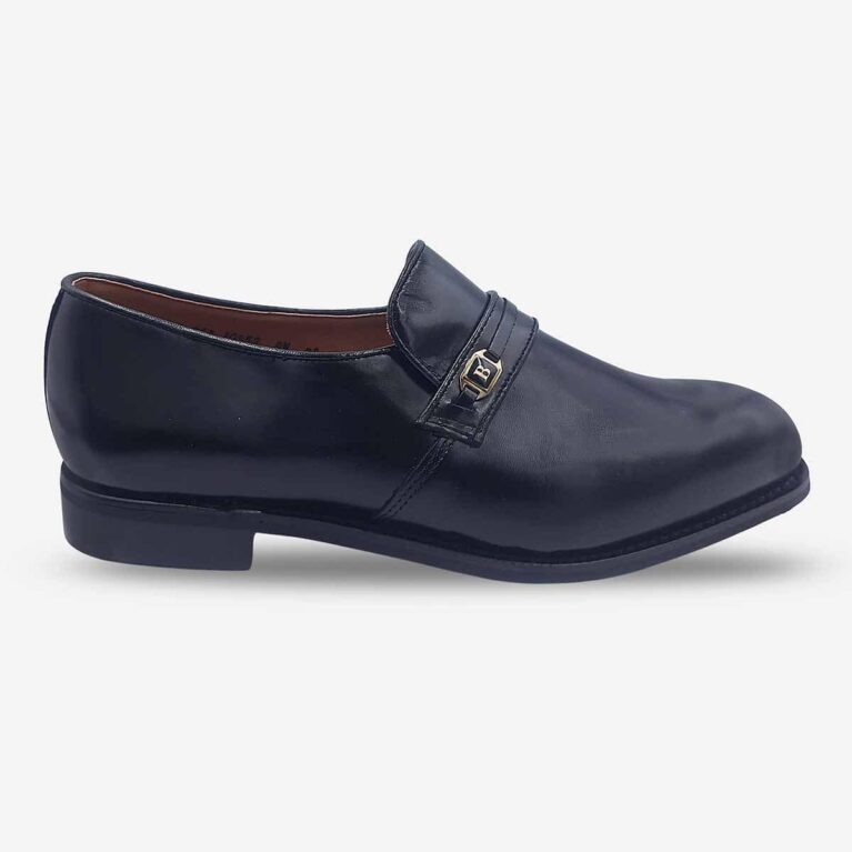 Side profile of Bishop Black Bit Loafer Shoes in genuine leather.