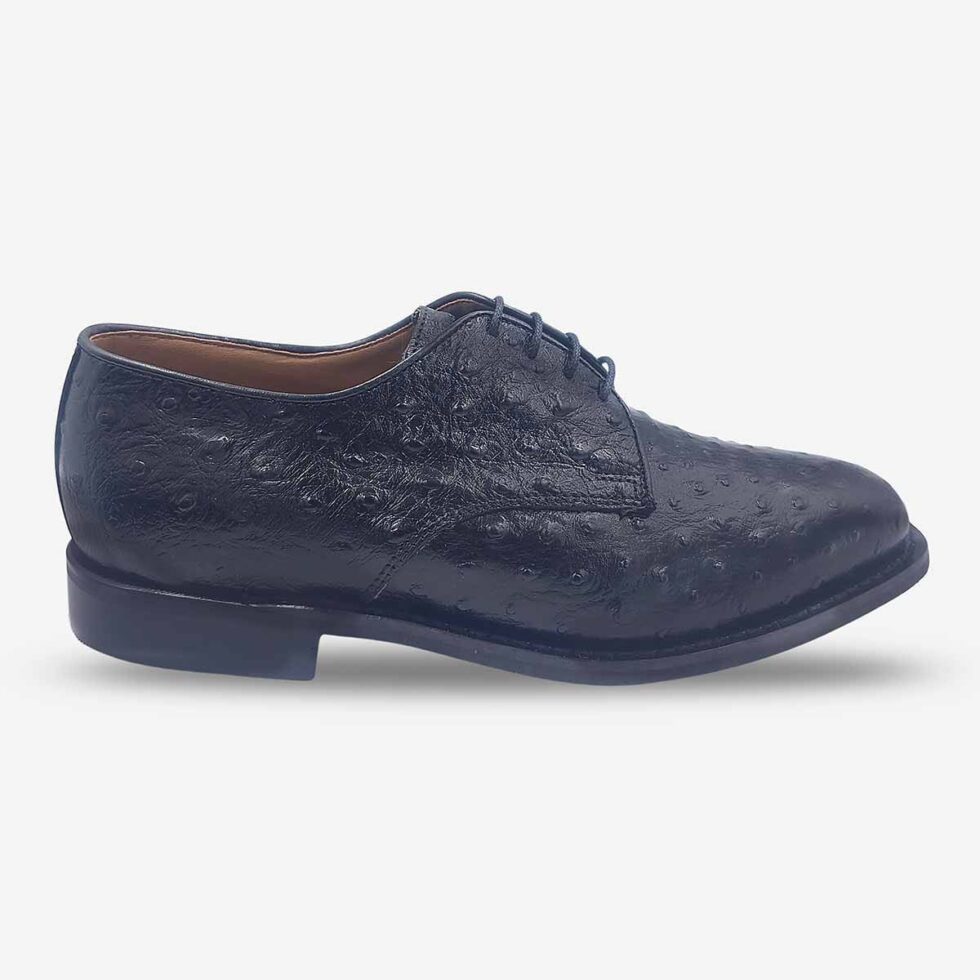Ostrich Print Bishop Black Shoes | LRS Online