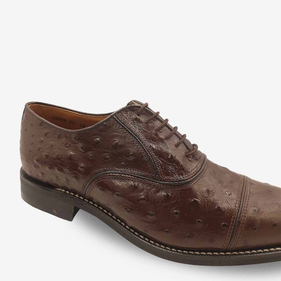 Brown Ostrich Print Bishop Shoes | LRS Online | Genuine Leather