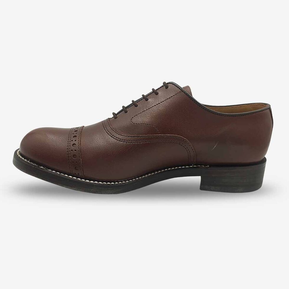 Crockett & Jones Oxford Top Cap Teak Brown Shoe inner side showing smooth leather