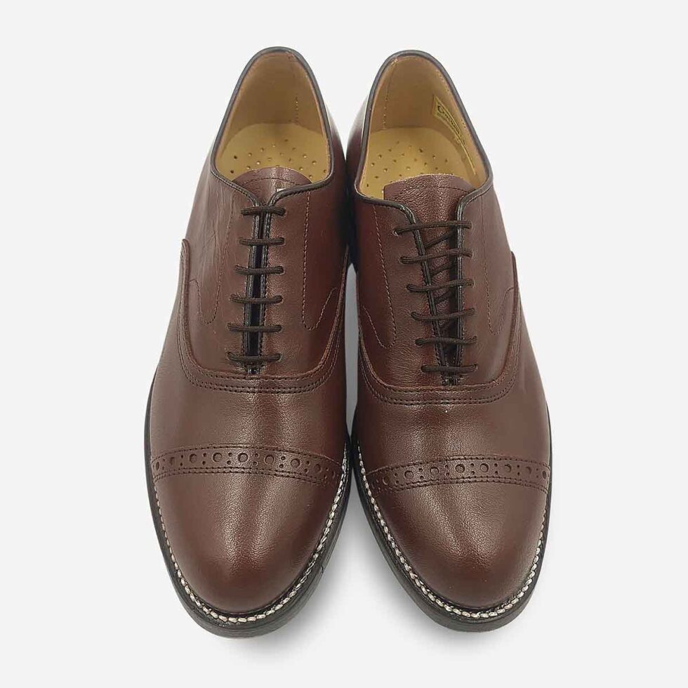 Top view of Crockett & Jones Oxford Top Cap Teak Brown Shoes