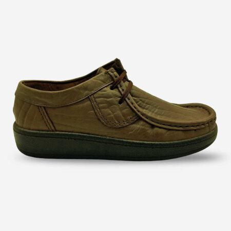 Grasshopper Hornsby chestnut brown leather shoe side front angle showing textured upper and lace-up design
