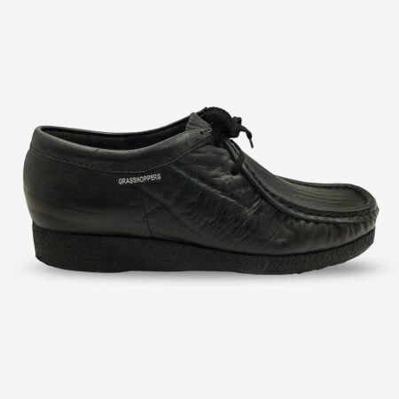 Grasshopper Denver Tornado Black Leather shoe side front with logo detailing