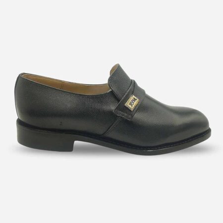 Johnston & Murphy black textured leather bit loafer with slip-on design
