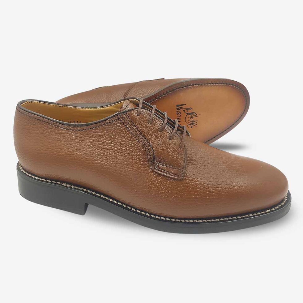 Johnston & Murphy tan textured leather derby shoes with leather sole