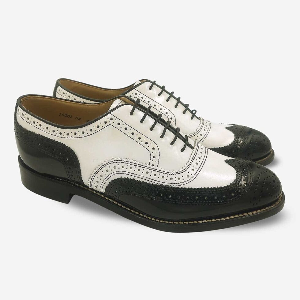 Pair of Johnston & Murphy black and white oxford wingtip brogues