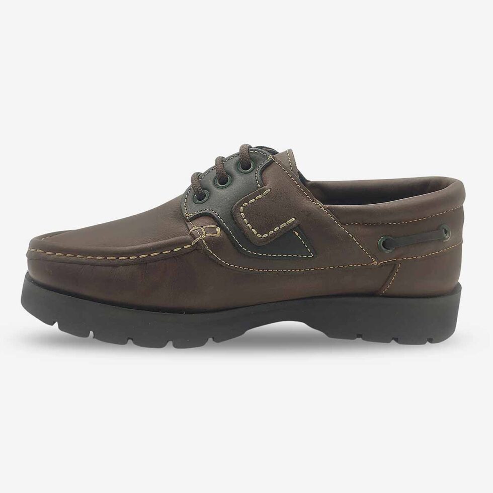 Inner side of Newport Seaman Rodeo Brown Black Shoe.