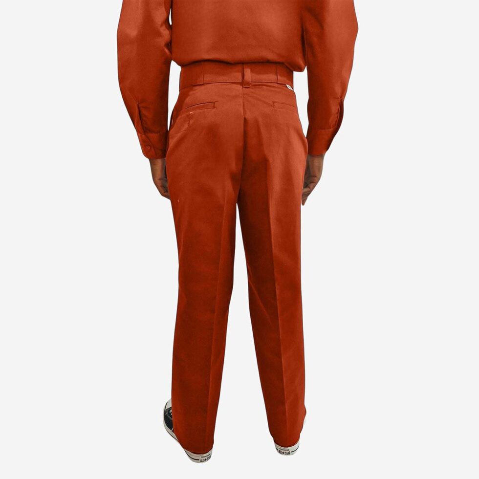 Back view of Dickies 847 trousers in Pumpkin Orange Colour