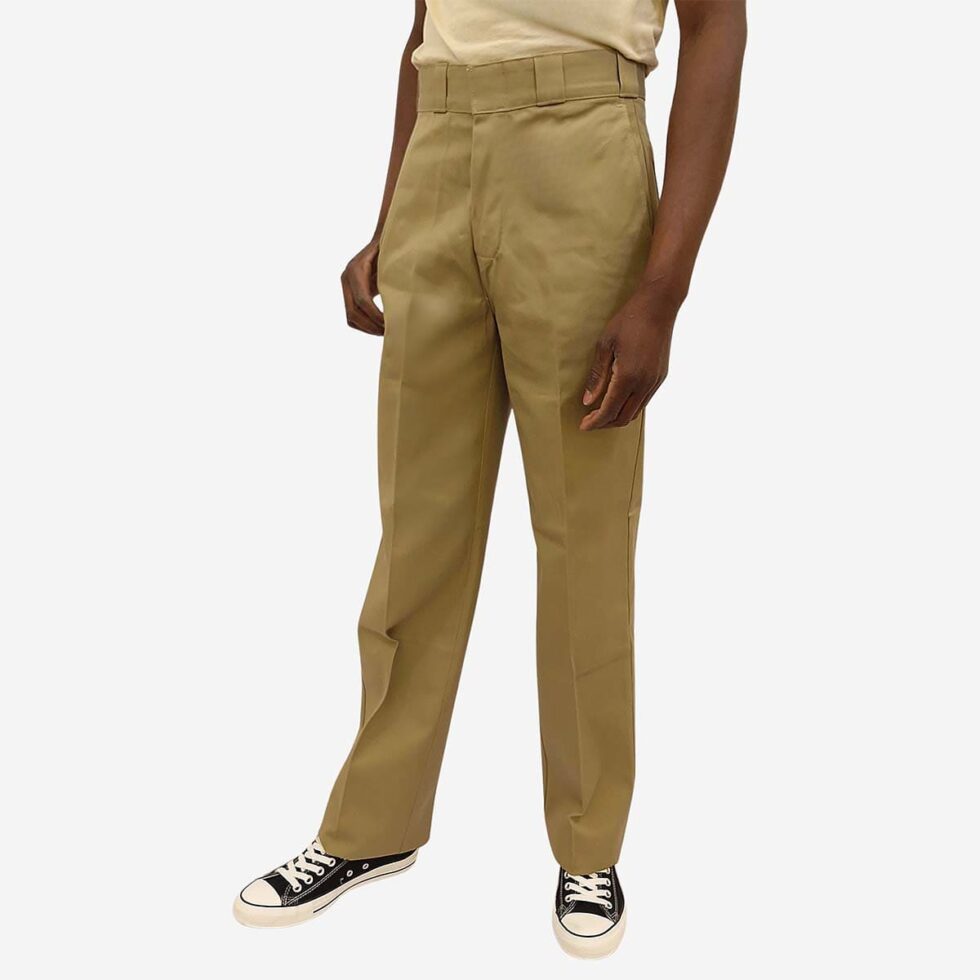 Three Quarter view of Dickies 847 trousers in Khaki Colour