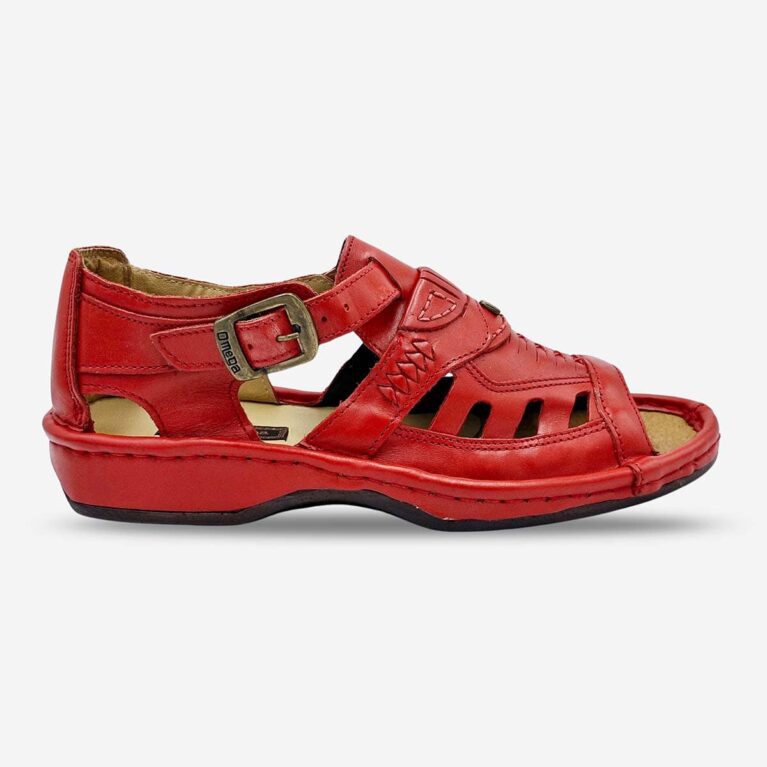 Omega Soft Saddle Red Sandals available at LRS Online- Profile View.