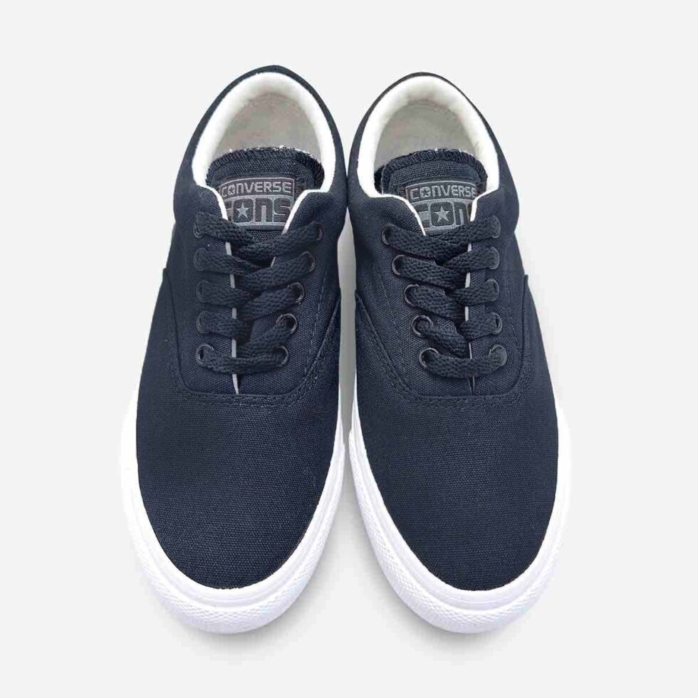 Top view of Converse Skidgrip black canvas sneakers showing lace-up eyelets