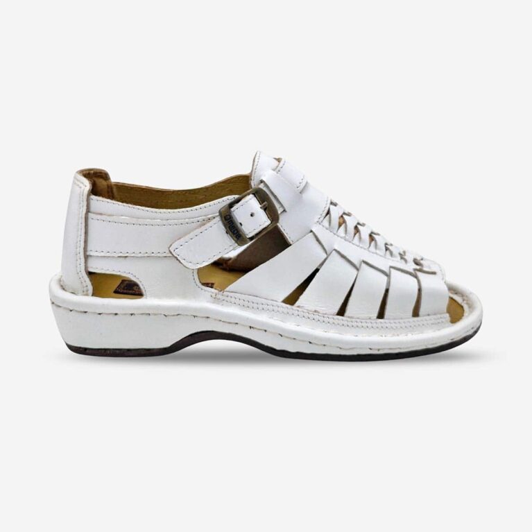 Omega Youth Kgosi White Sandals available at LRS Online- Side Front View