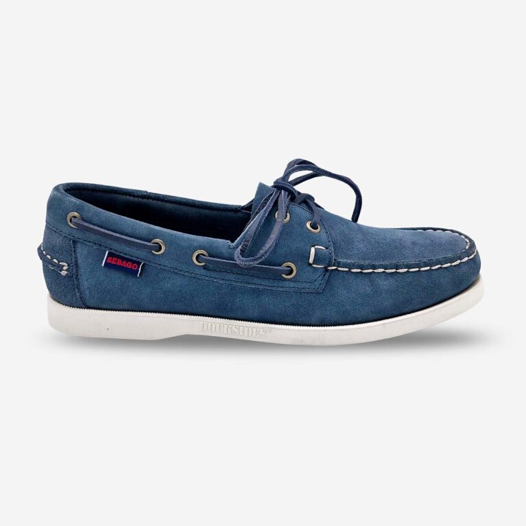 Sebago Portland Flesh Out Blue Navy Shoes available at LRS Online- Side Front View