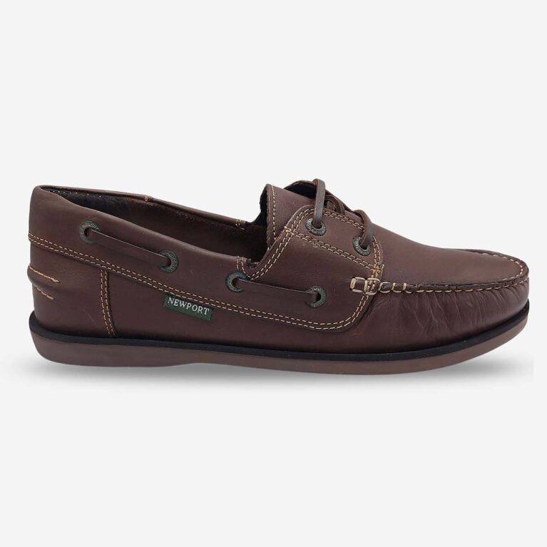 Side front view of Newport Firstmate Rodeo Shoe in Chocolate Colour, a rich dark brown shade