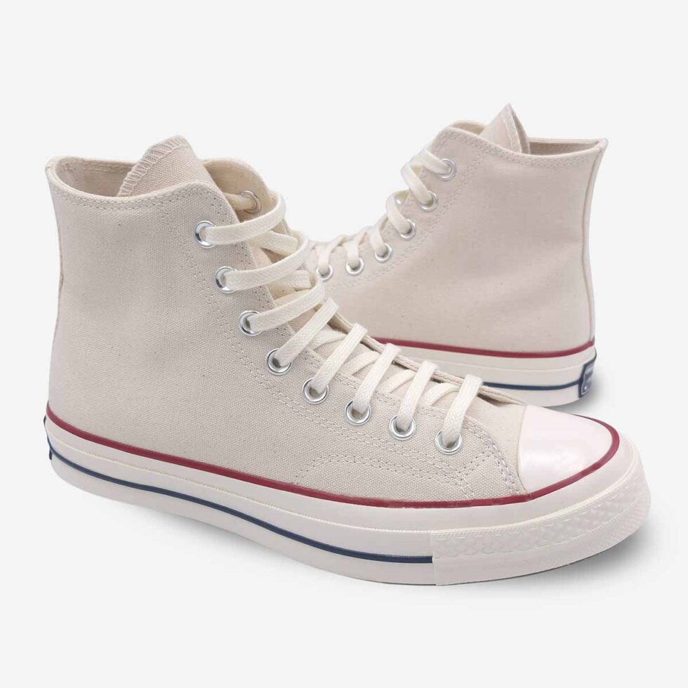 Mirrored pair of Converse Chuck 70 White Boots in Parchment colour.