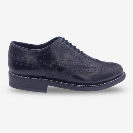Side front view of Florsheim Cobbler Wingtip Shoes in black.