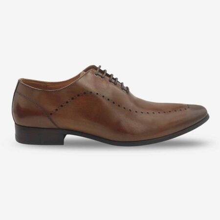 Side front view of Florsheim Trojan II Oxford Shoes in brown.