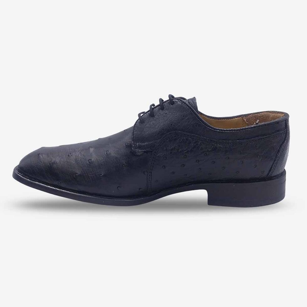 Inner side view of Florsheim Brandon Ostrich Black Shoes in black.