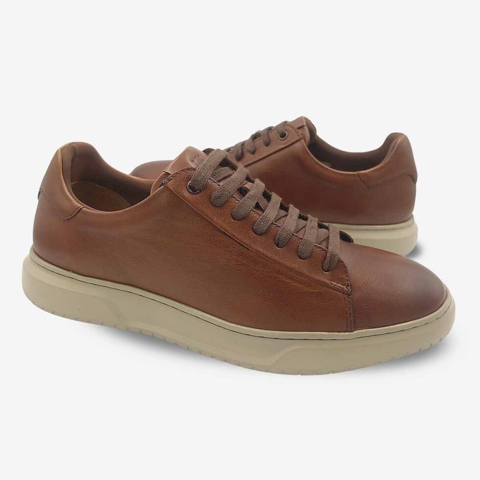 Mirrored pair of Florsheim Premier Sneakers in Cognac Brown Colour.